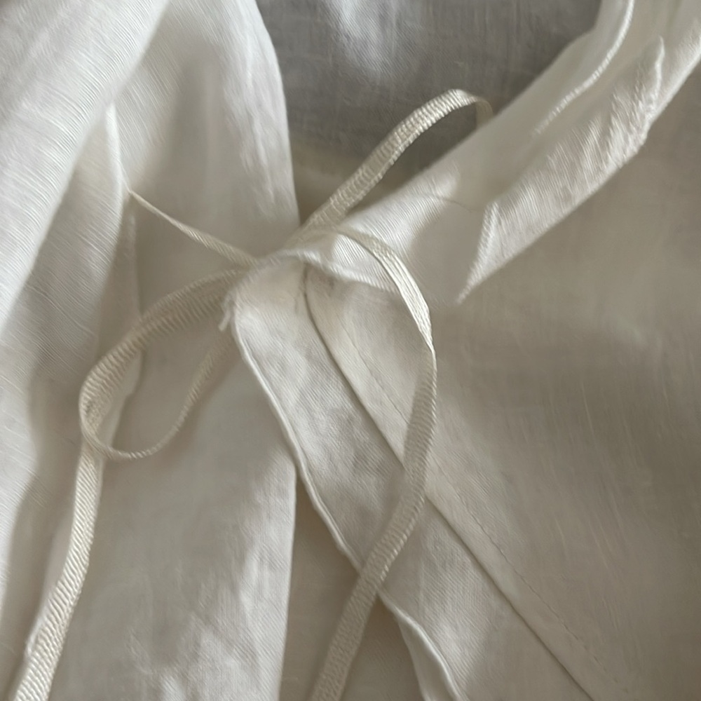 Grace Elements White Linen Wrap Blouse Jacket Tie… - image 4